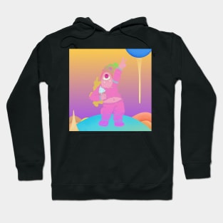 Dope one eye monster character holding an icecream illustration Hoodie